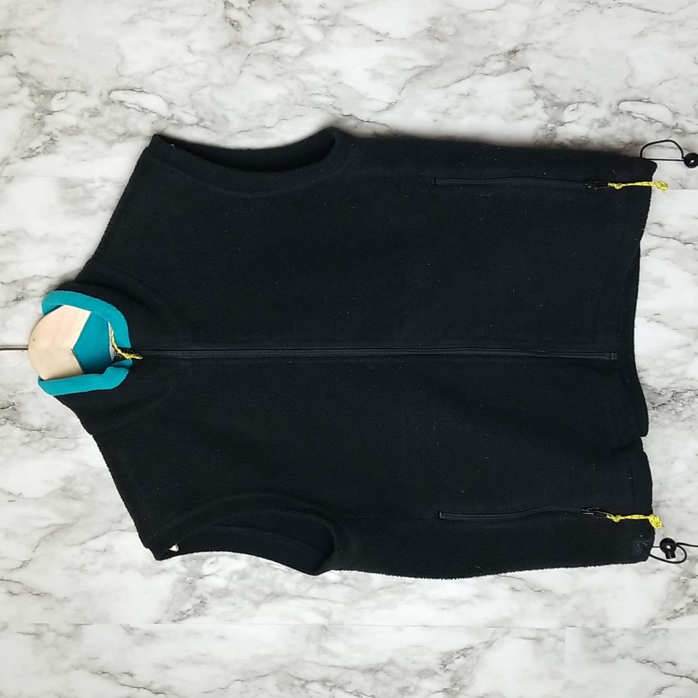 VTG vintage REI Men's Fleece Vest black teal 90s style